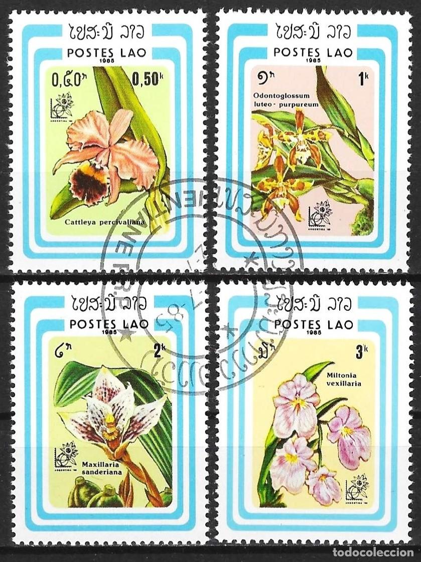 Sellos: Loas 1985 - Mi 838... - YT 643... - Flores : Orqu&iacute;deas