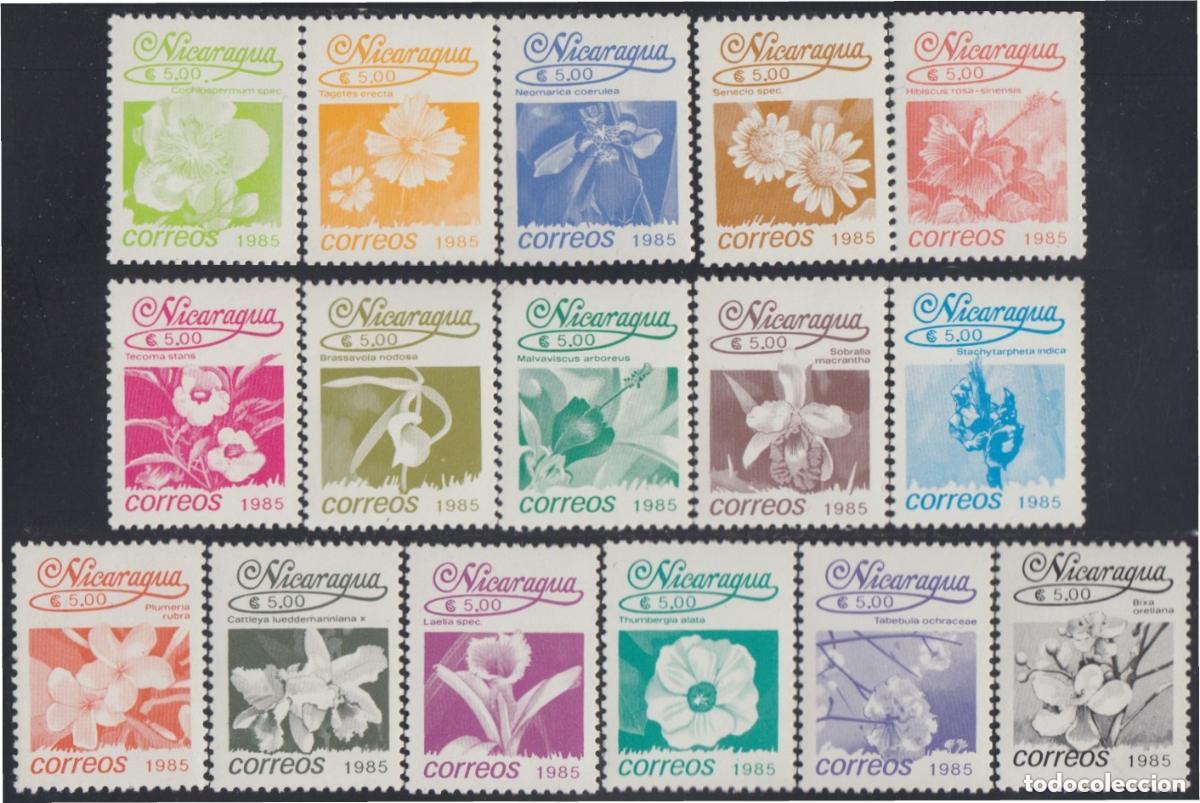 Sellos: Nicaragua 1985 Ivert 1386/401 *** Serie B&aacute;sica - Flora - Flores