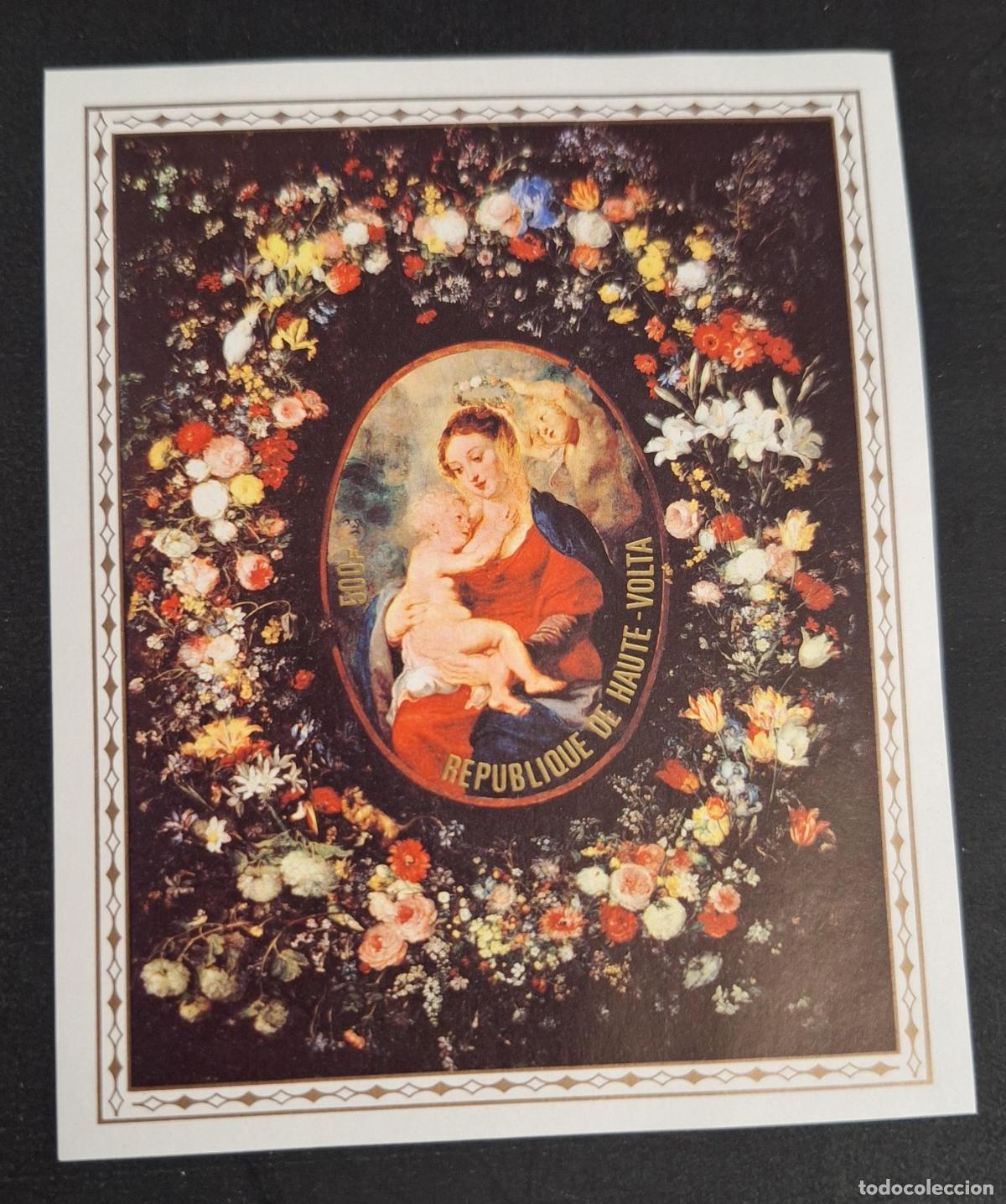 Sellos: Alto Volta 1977 Mi. 714 BL.50 prueba de lujo Rubens Virgen Ni&ntilde;o