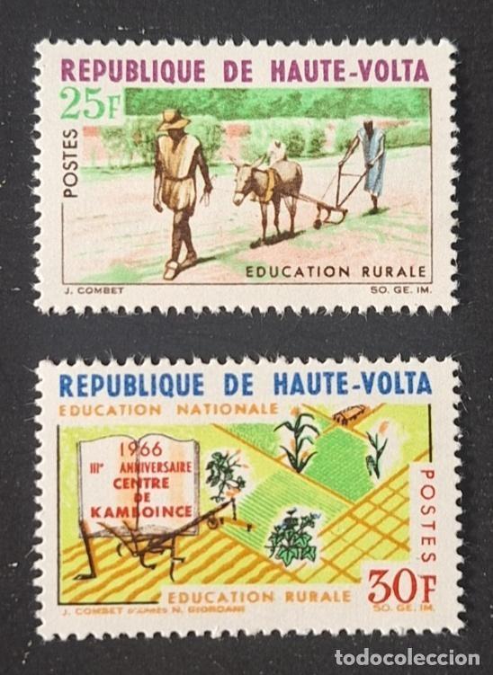 Sellos: Alto Volta 1966 Mi. 199-200 educaci&oacute;n rural Kamboinc&eacute; agricultura