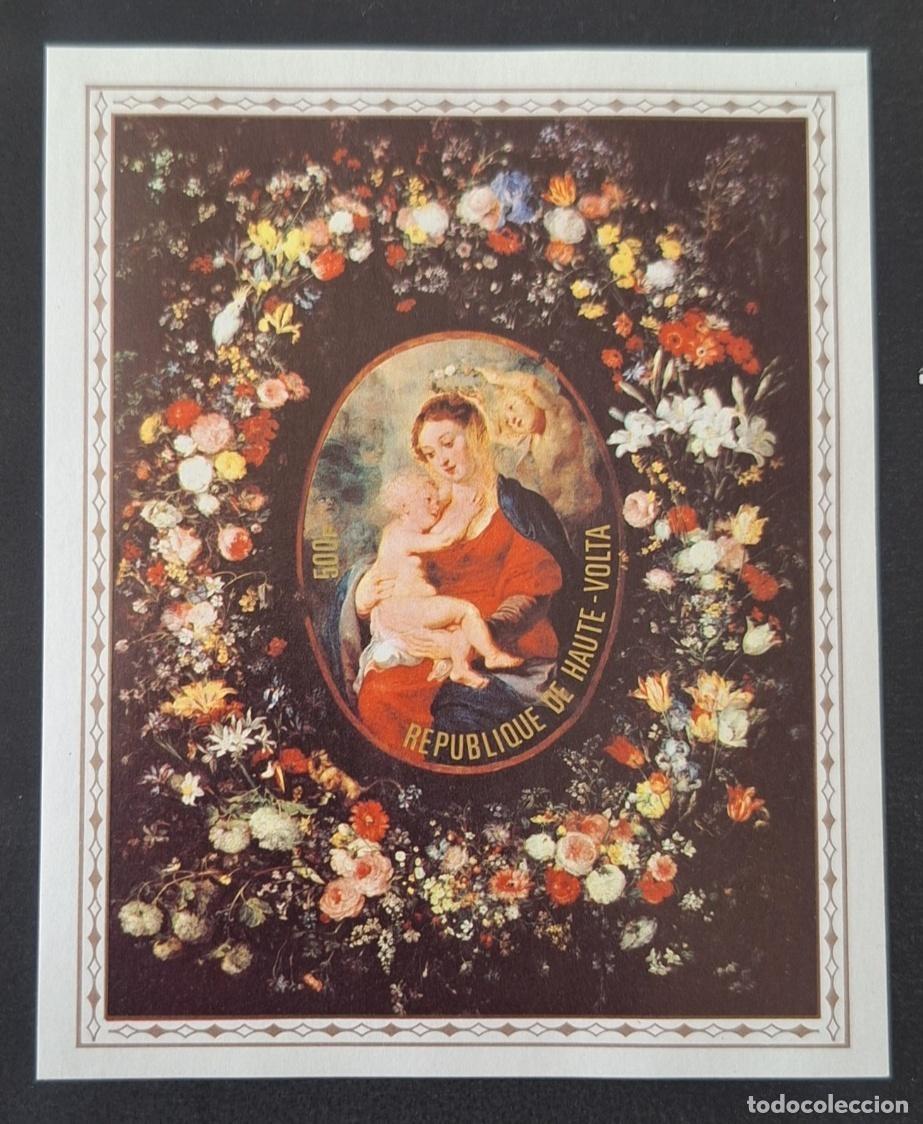 Sellos: Alto Volta Mi. 927 prueba de lujo Rubens Virgen Ni&ntilde;o flores