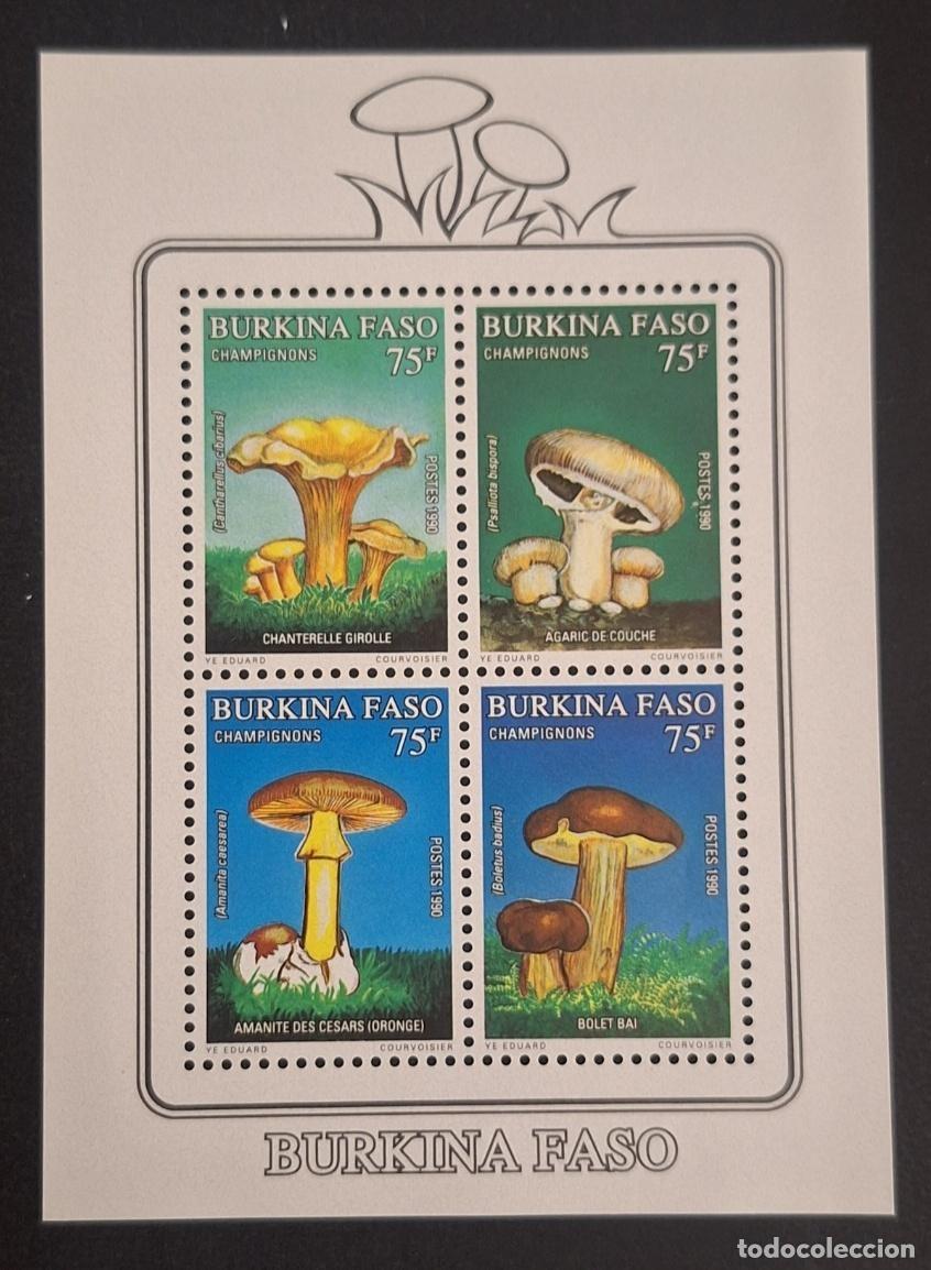 Sellos: Burkina Faso 1990 Mi. Bl. 134 Setas cantarela amanita boleto