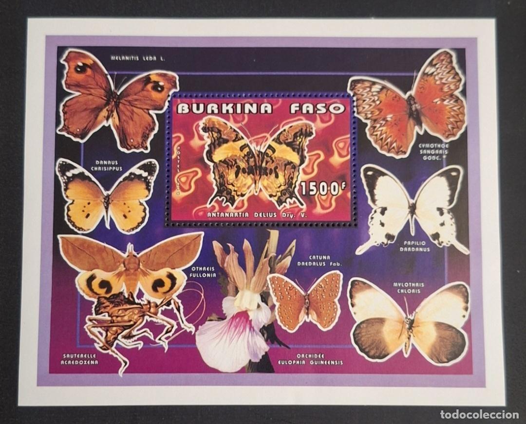 Sellos: Burkina Faso 1996 Mi. Bl. 170 mariposas orqu&iacute;dea insectos Antanartia
