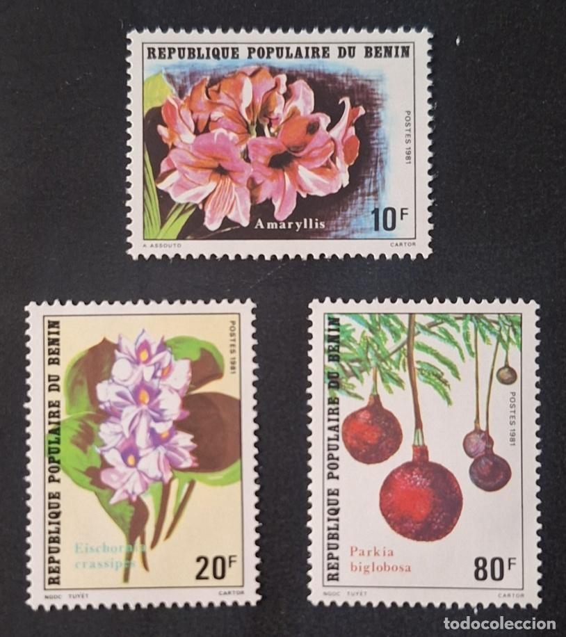 Sellos: Ben&iacute;n 1981 Mi. 262-264 Amaryllis Eichhornia Parkia flores plantas flora