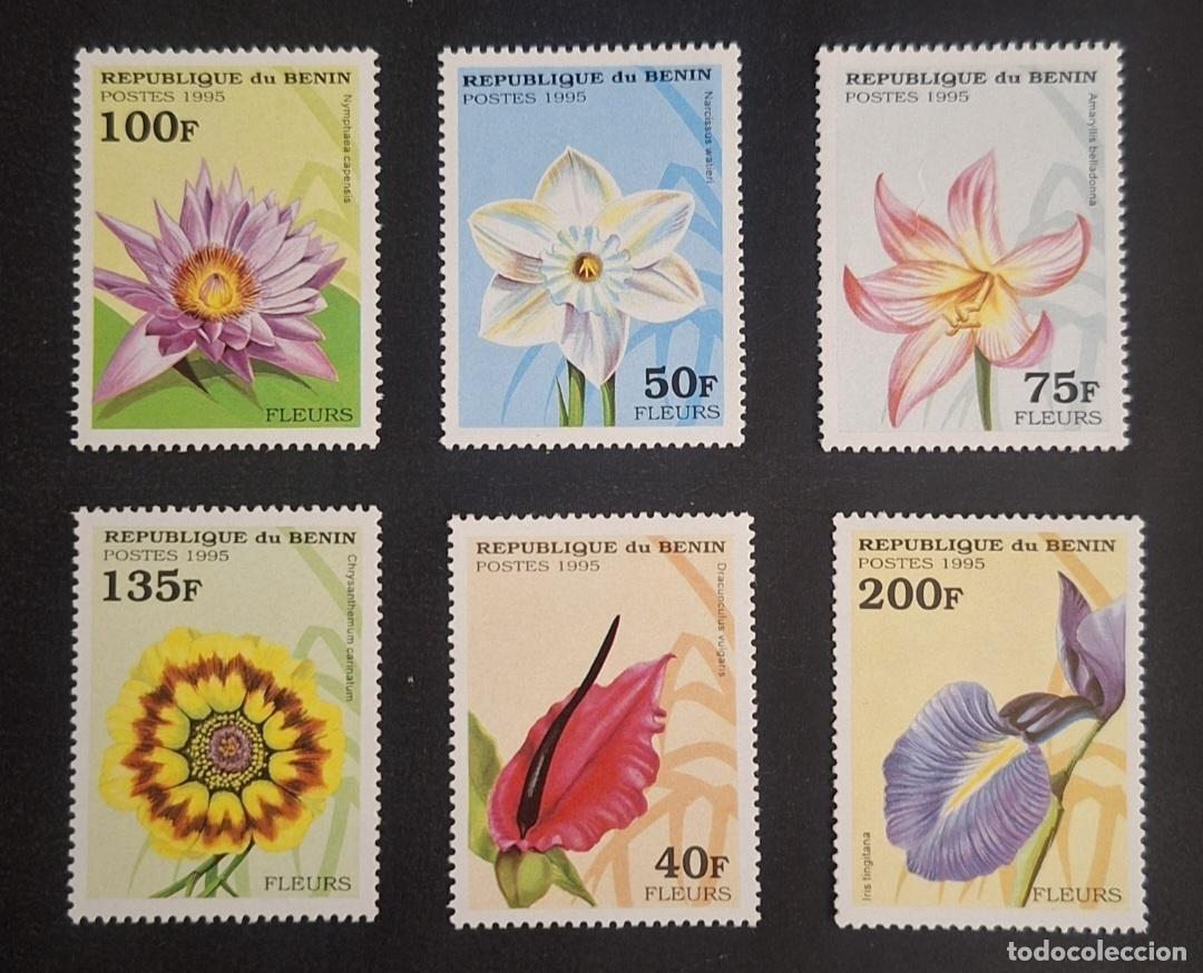 Sellos: Ben&iacute;n 1995 Mi. 710-715 Flores orqu&iacute;deas Narciso Amarilis Iris Flora