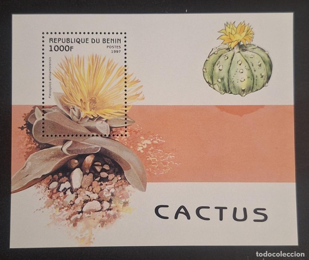 Sellos: Ben&iacute;n 1997 Mi. Bl. 32 Cactus Pleiospilos plantas suculentas flora