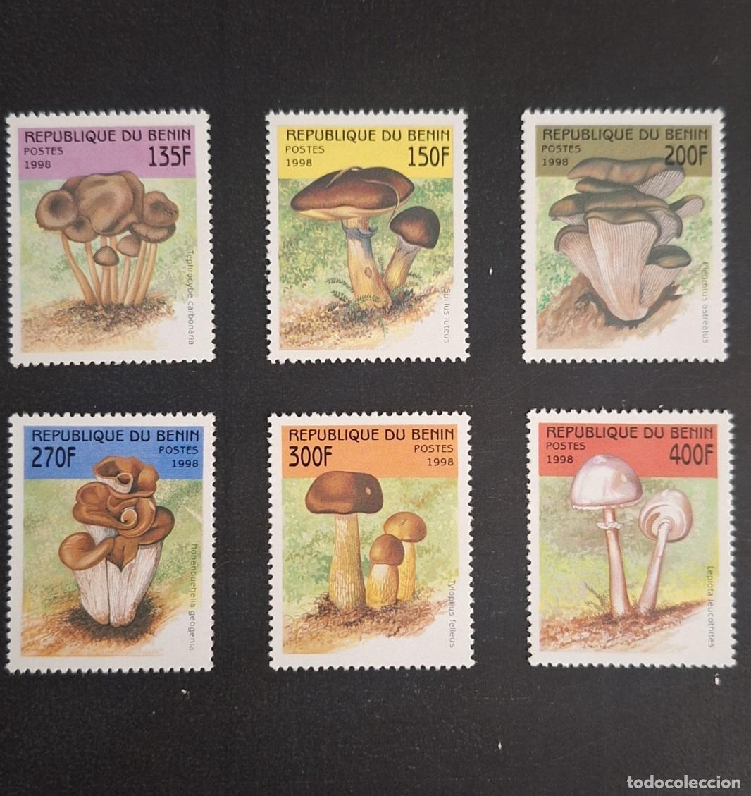 Sellos: Ben&iacute;n 1998 Mi. 1003-1008 hongos micolog&iacute;a flora Suillus Lepiota