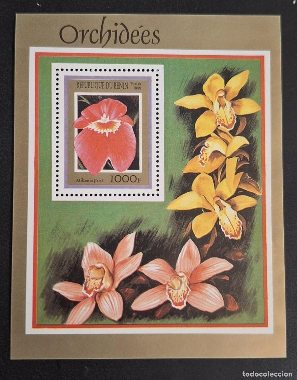 Sellos: Ben&iacute;n 1999 Mi. Bl. 48 Orqu&iacute;deas Miltonia Isis flores tropicales