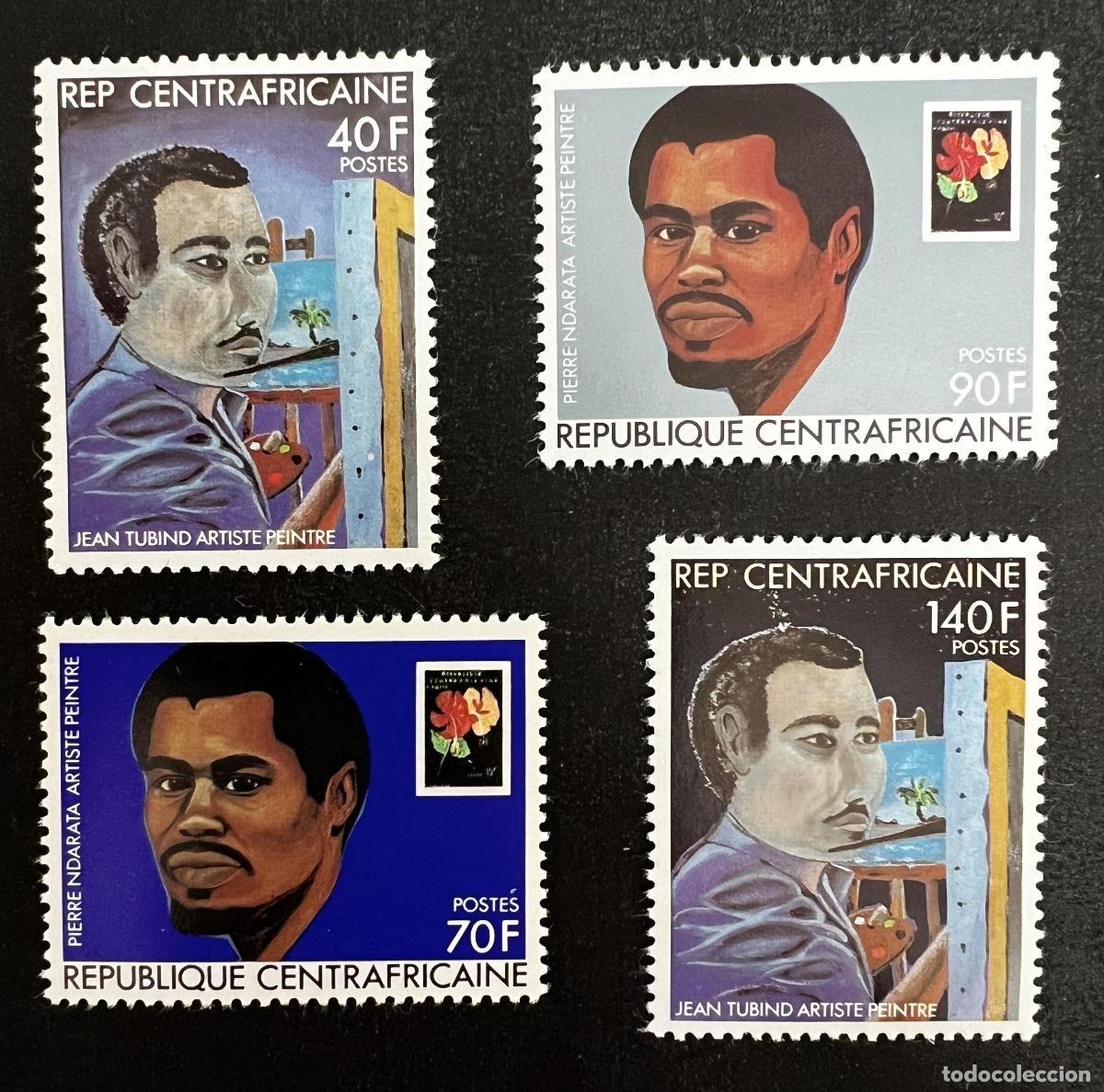 Sellos: Centro&aacute;frica 1982 Mi. 839-842 Jean Tubind Pierre Ndarata pintores arte