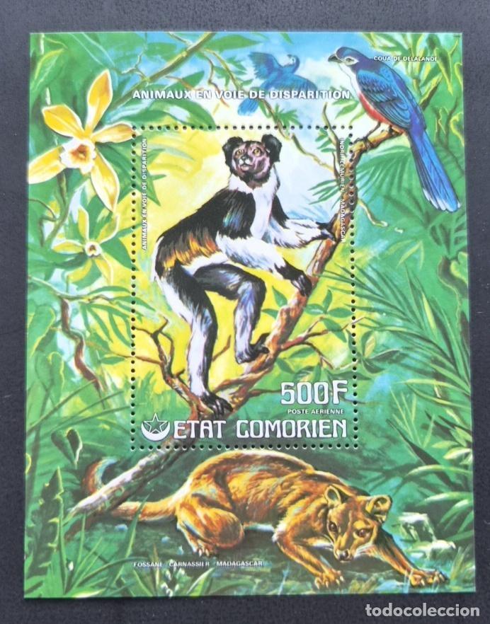 Sellos: Comoras 1976 Mi. Bl. 69 Animales en peligro extinci&oacute;n l&eacute;mur fosa