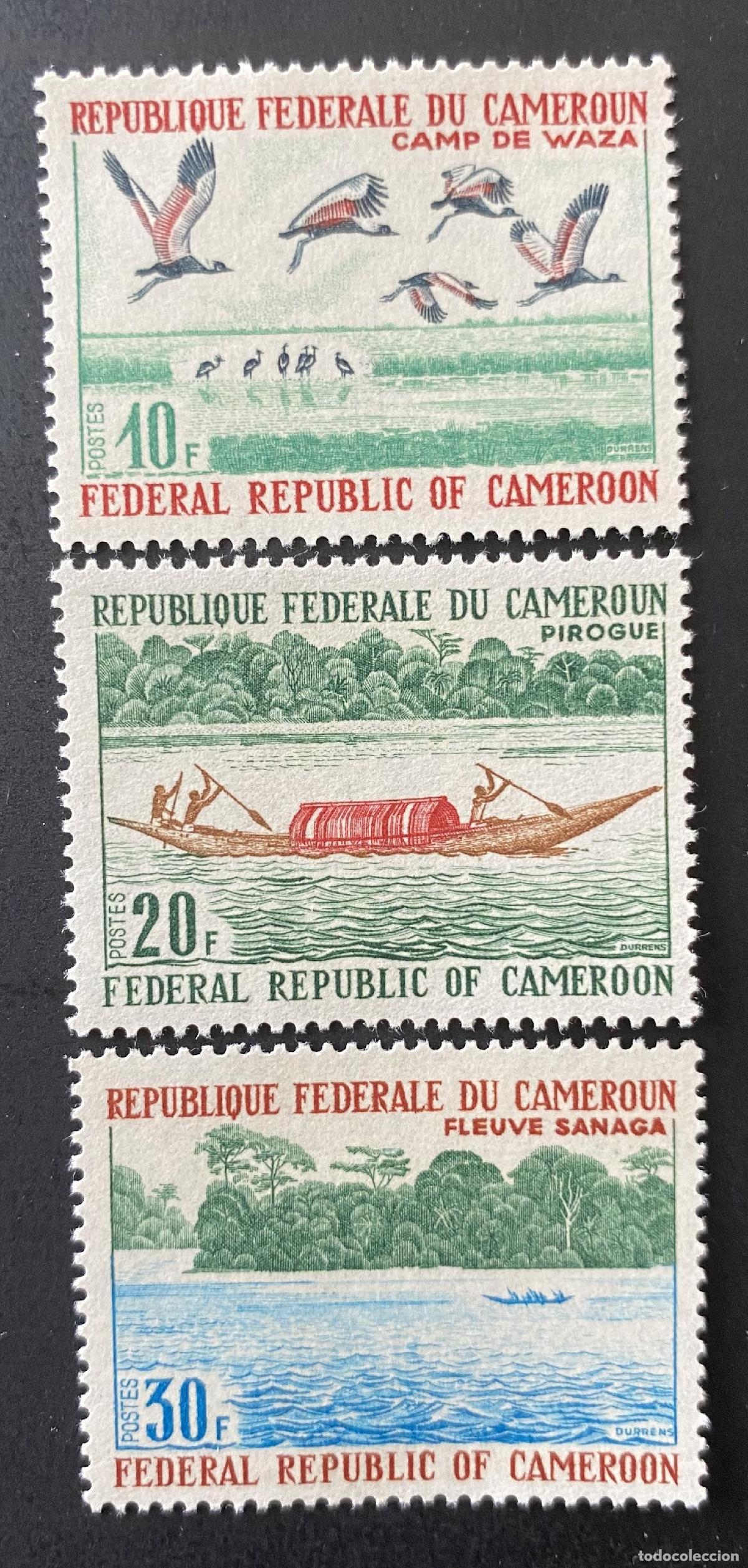 Sellos: Camer&uacute;n 1972 Mi. 650-652 Campo Waza aves piragua r&iacute;o Sanaga