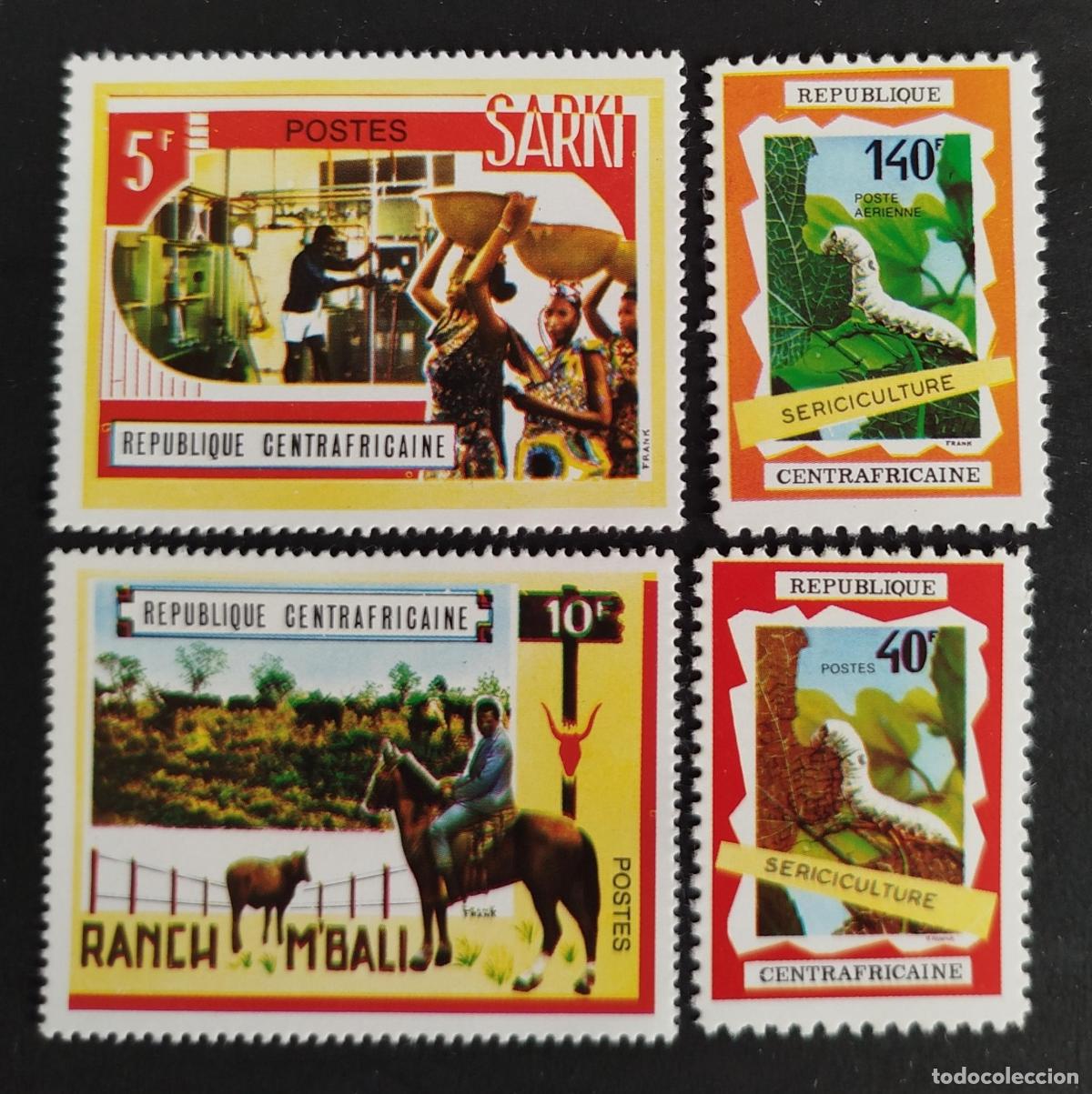 Sellos: Centro&aacute;frica 1970 Mi. 208-212 SARKI sericicultura Ranch M'Bali Bokassa
