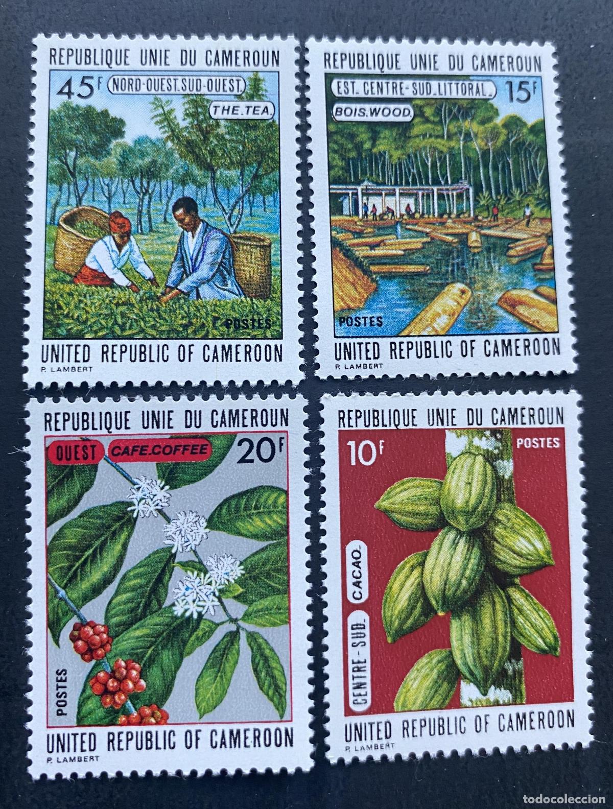Sellos: Camer&uacute;n 1973 Mi. 722-726 t&eacute; caf&eacute; cacao madera agricultura cosecha