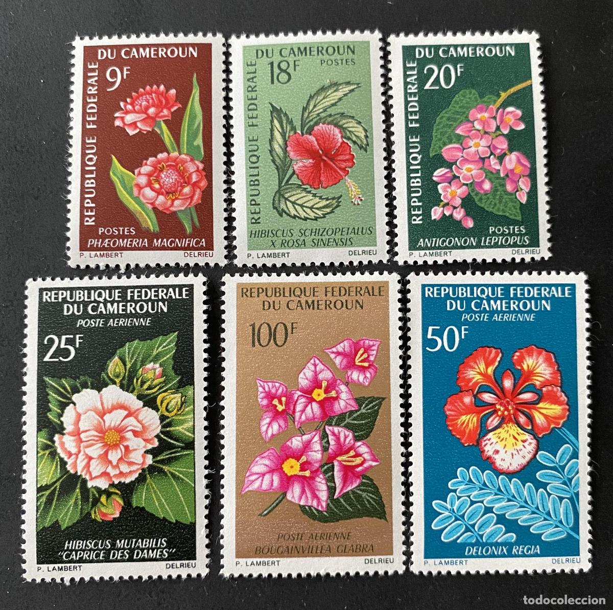 Sellos: Camer&uacute;n 1966 Mi. 463-68 flores hibisco buganvilla delonix flora