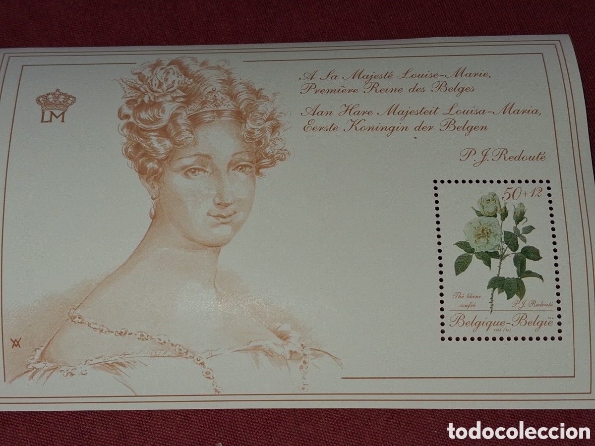 Sellos: HB B&eacute;lgica nuevo 1988. Promoci&oacute;n filatelia. Flores. Flora. Rosa. Pintura. Arte. Plantas.
