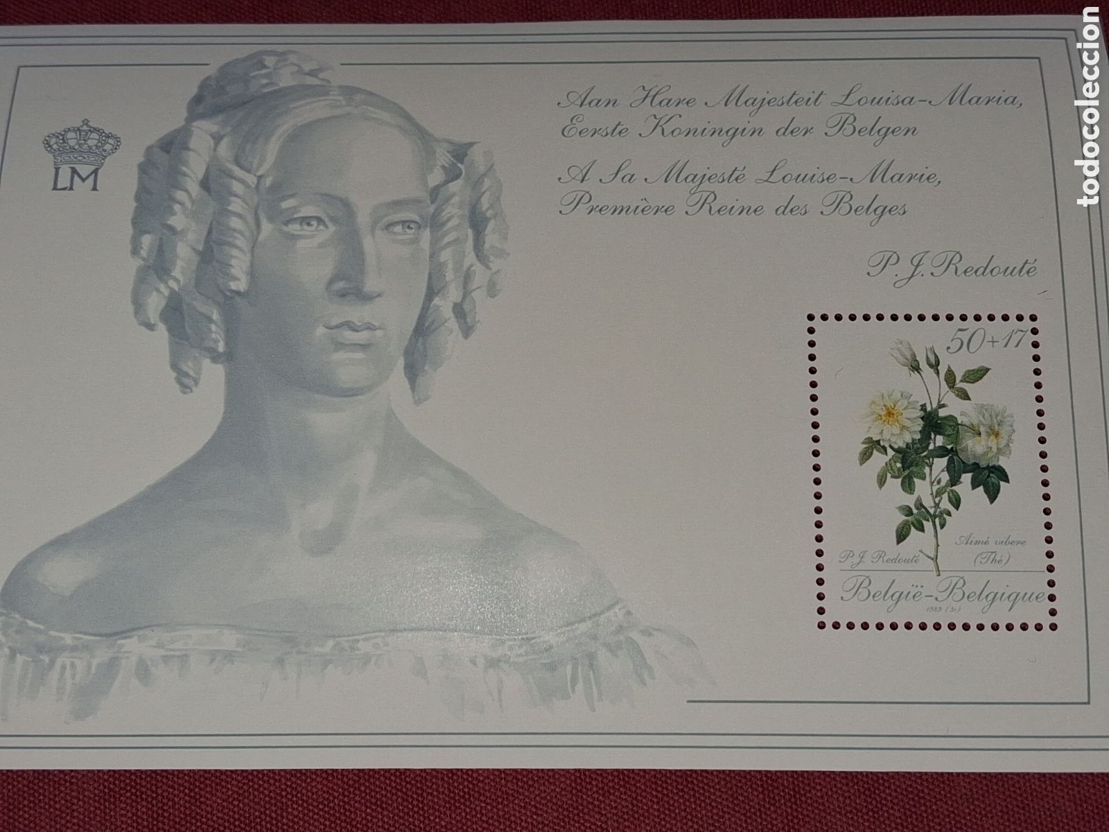 Sellos: HB B&eacute;lgica nuevo 1989. Promoci&oacute;n filatelia. Flores. Flora. Rosa. Pintura. Arte. Plantas.