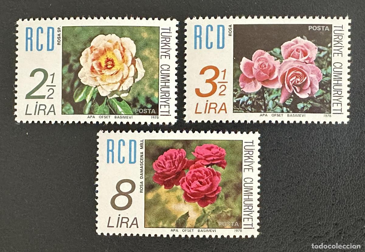 Sellos: Turqu&iacute;a 1978 Mi. 2457-2459 emisi&oacute;n com&uacute;n RCD rosas flores flora