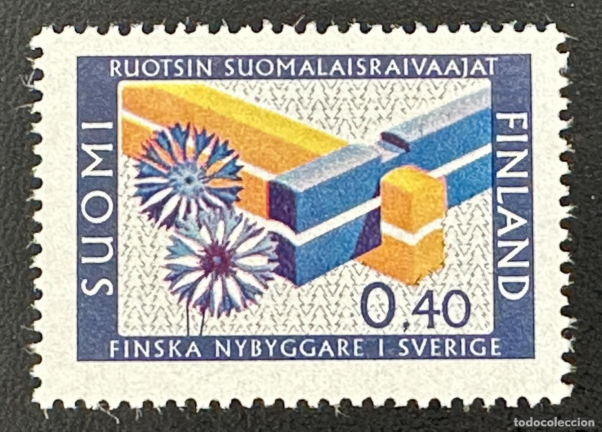 Sellos: Finlandia 1967 Mi. 627 emisi&oacute;n conjunta colonos finlandeses Suecia banderas