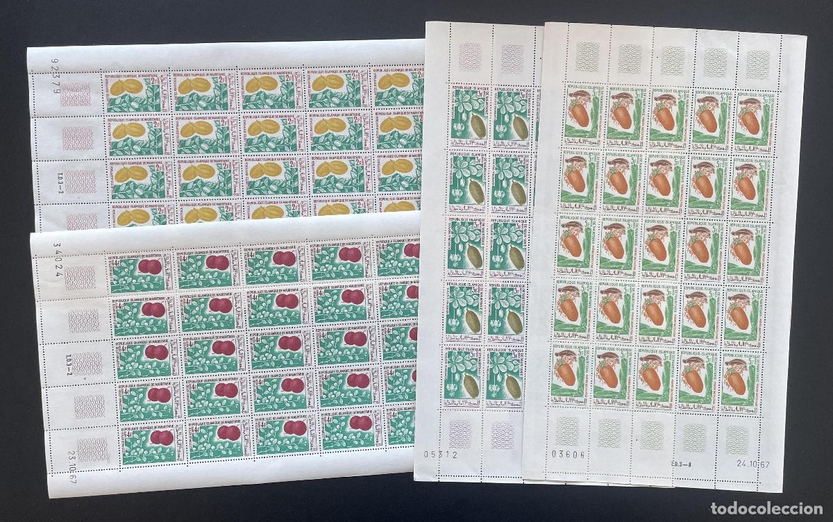 Sellos: Mauritania 1967 YT 242-245 frutas tropicales d&aacute;tiles cacahuetes