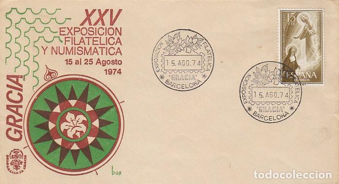 Sellos: A&Ntilde;O 1974, FLORES, EXPOSICION DE GRACIA, SOBRE DE LA EXPOSICION