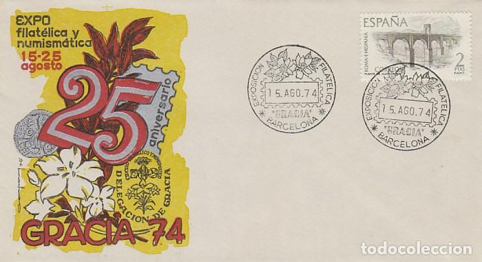 Sellos: A&Ntilde;O 1974, fFLORES, EXPOSICION DE GRACIA, SOBRE DE LA EXPOSICION