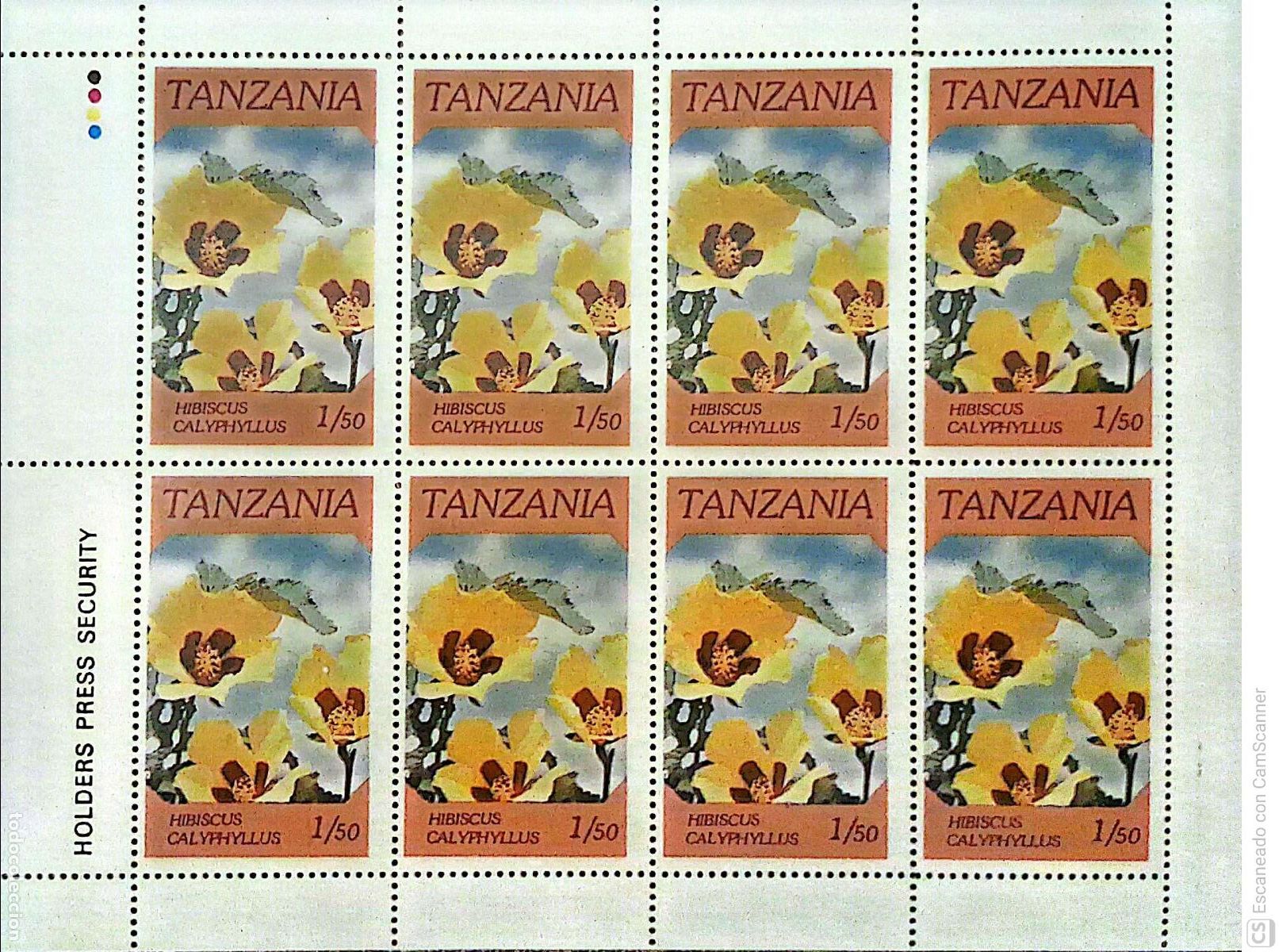 Sellos: Tanzania. 281. Flora. Flores espec&iacute;ficas: Hibiscus. 1986. Sellos nuevos y numeraci&oacute;n Yvert