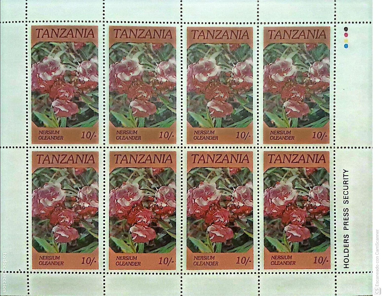 Sellos: Tanzania. 283. Flora. Flores espec&iacute;ficas: Adelfa, en MH. 1986. Sellos nuevos y numeraci&oacute;n Yvert