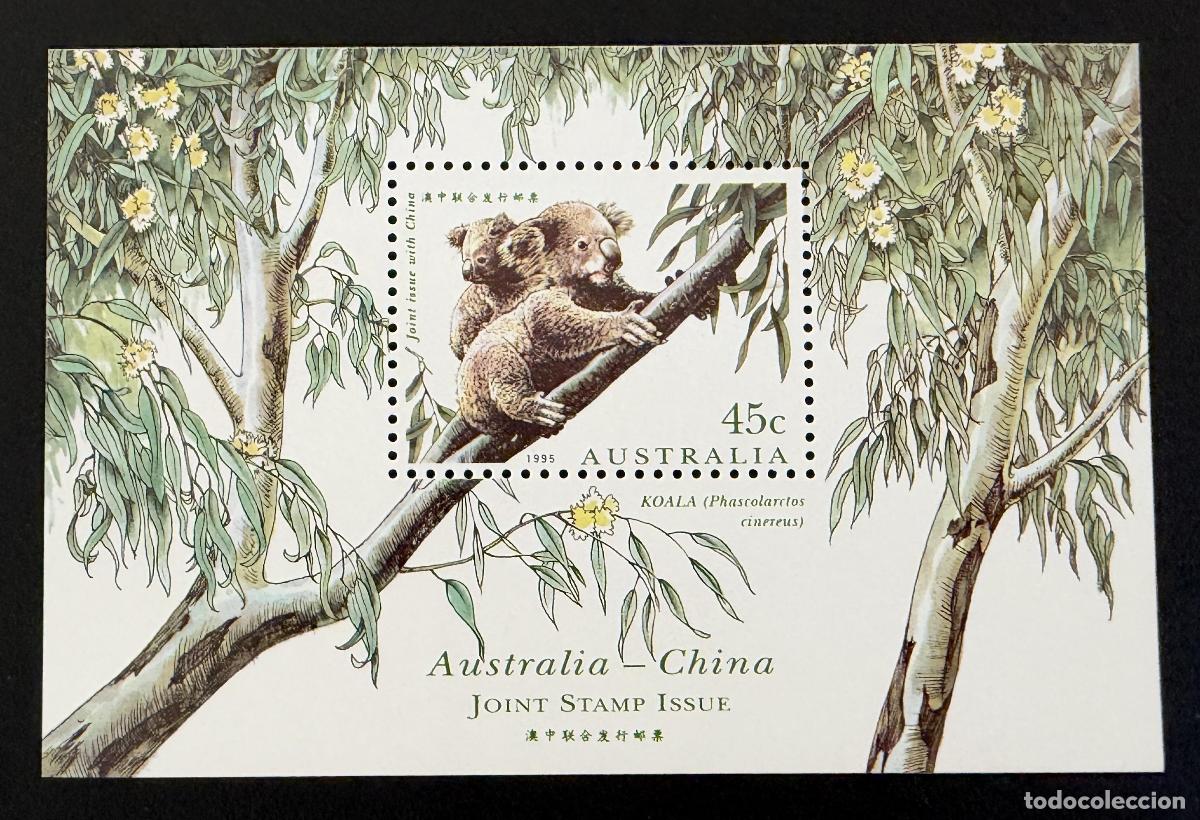 Sellos: Australia 1995 Mi. Bl. 18 emisi&oacute;n conjunta China koala eucalipto fauna