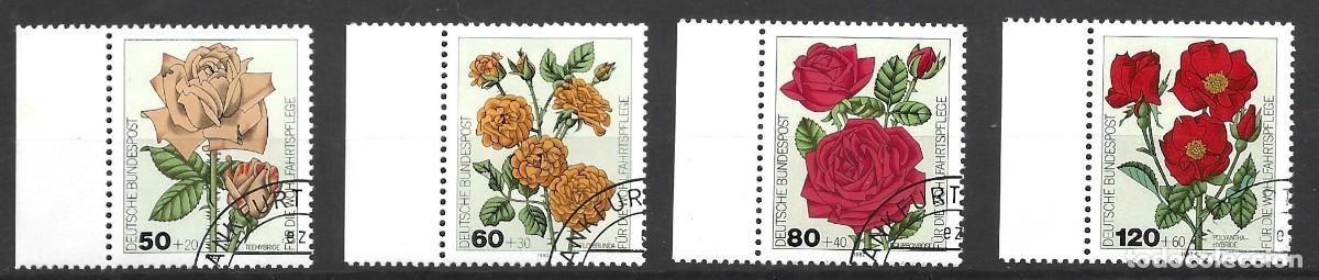 Sellos: ALEMANIA - FLORES - BIENESTAR 1982 - CON BORDE, SELLADO Y GOMA - NUEVOS -