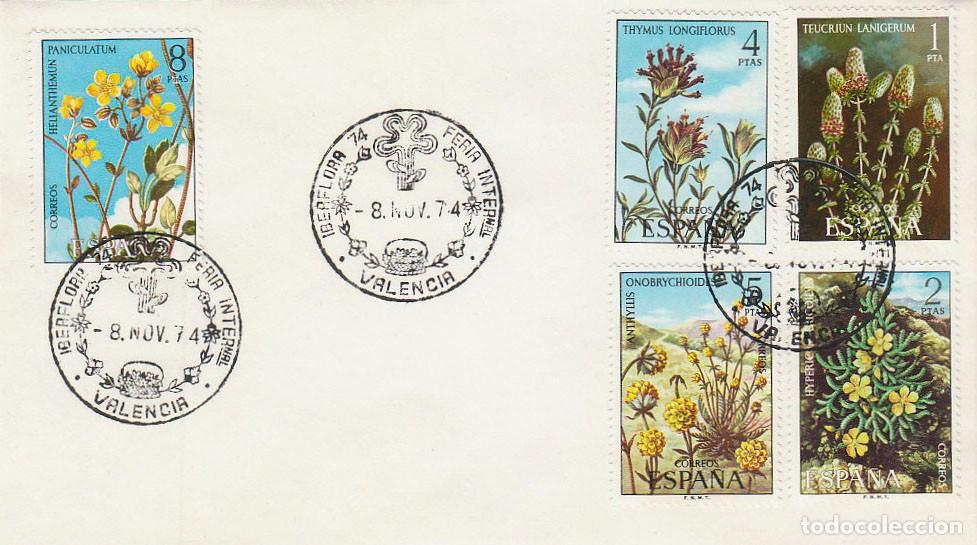 Sellos: EDIFIL 2220/4, FLORA HISPANICA, PRIMER DIA ESPECIAL DE IBERFLORA DE VALENCIA DE 8-11-1974