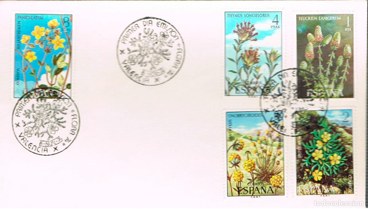 Sellos: EDIFIL 2220/4, FLORA HISPANICA, PRIMER DIA ESPECIAL DE IBERFLORA DE VALENCIA DE 8-11-1974, MODELO 2