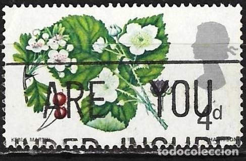 Sellos: Gran Breta&ntilde;a 1967 - Mi 446x - YT 465 - Flores : Espino blanco