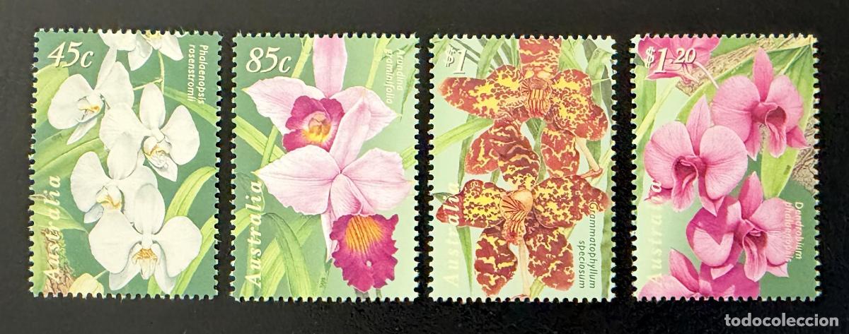 Sellos: Australia 1998 Mi. 1750-1753 emisi&oacute;n conjunta orqu&iacute;deas flora