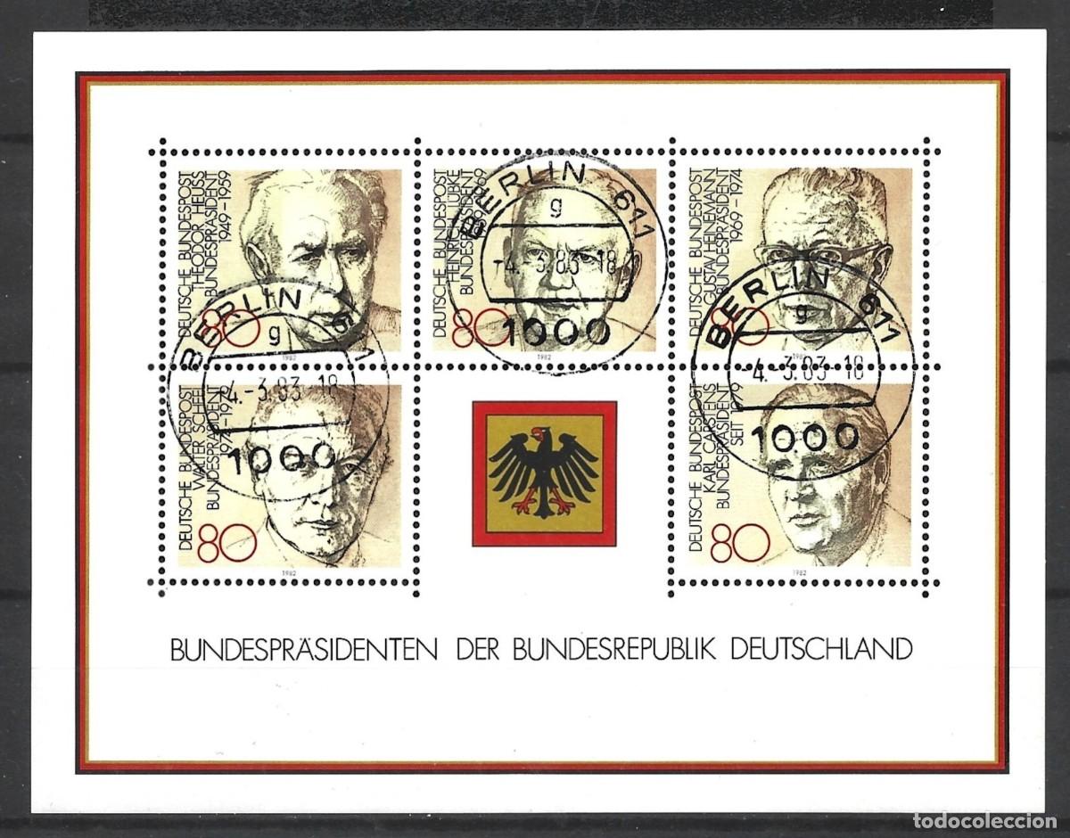 Sellos: ALEMANIA - 1982 - BLOQUE - PRESIDENTES DE LA REP&Uacute;BLICA FEDERAL DE ALEMANIA - SELLADO CON GOMA