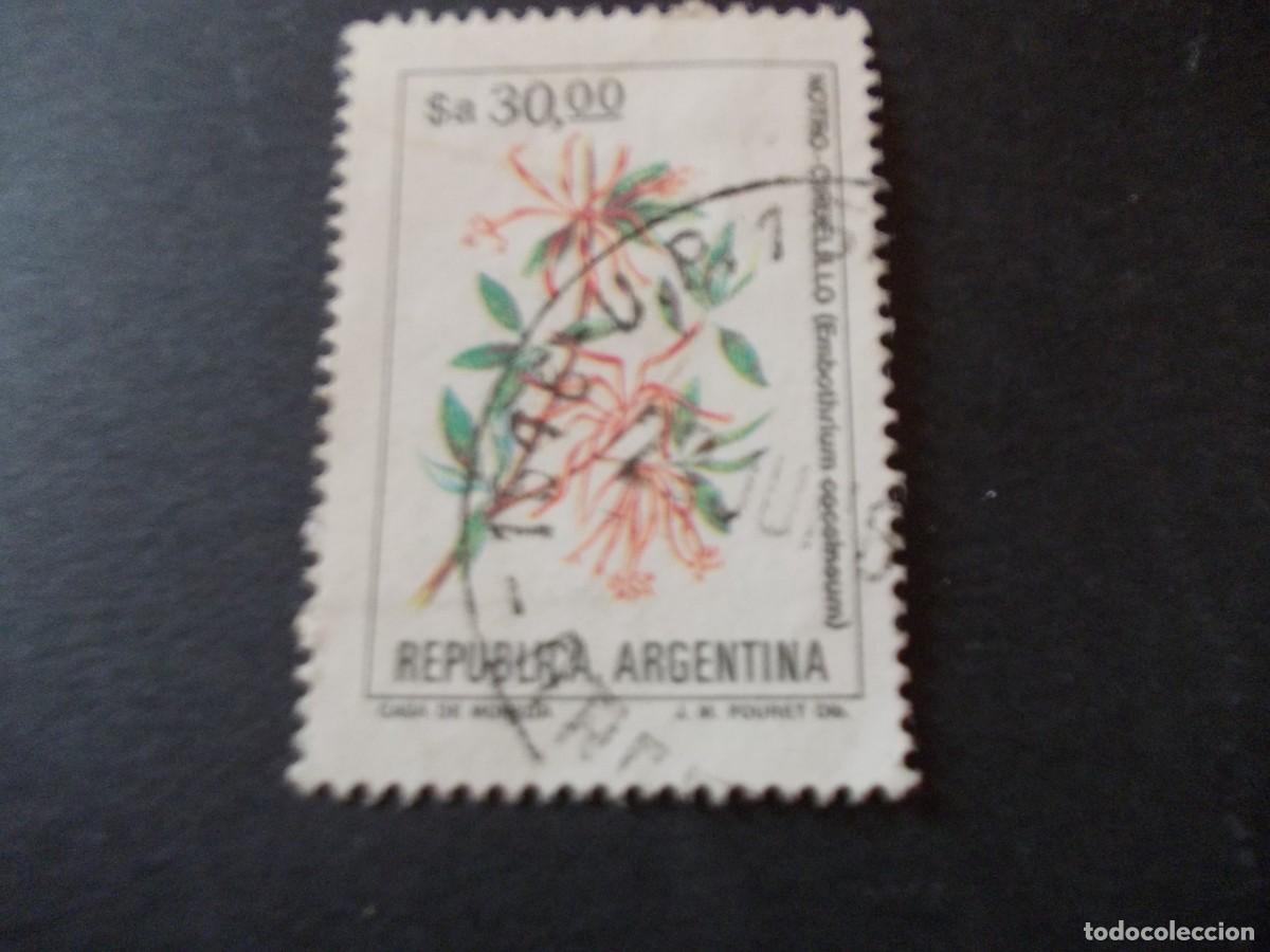 Francobolli: Sello Trompetilla 30 pesos Argentina flora Notro - Ciruelillo ( Embothrium Coccineum) bot&aacute;nica