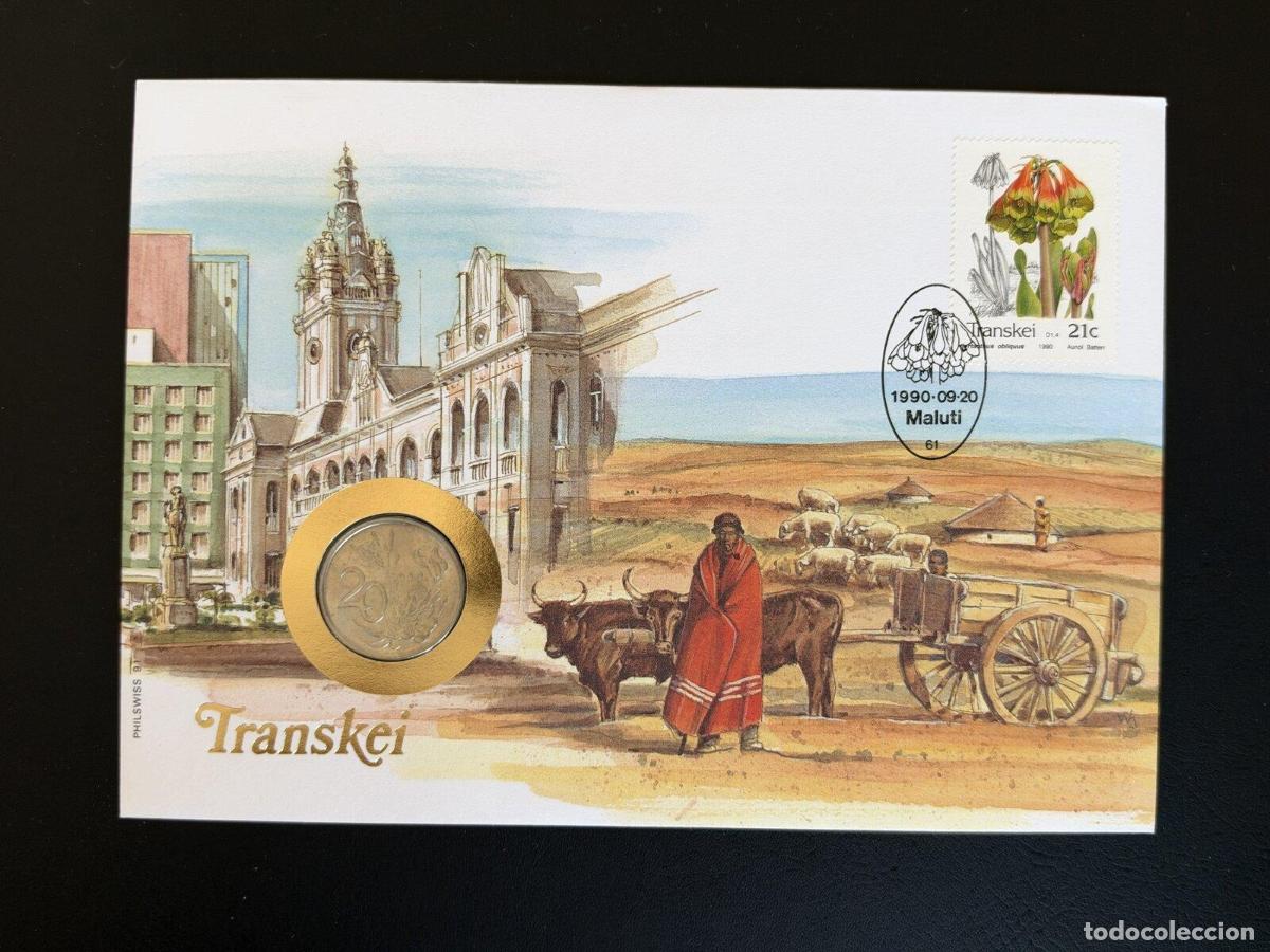 Sellos: Transkei 1990 sobre numism&aacute;tico Philswiss sello flora 21c