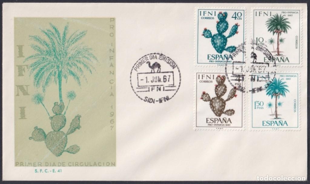 Briefmarken: F-EX64131 SIDI IFNI MOROCCO 1967 FDC PRO CHILDREN CACTUS FLOWER & PALM.
