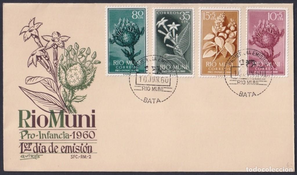 Timbres: F-EX64134 RIO MUNI SPANISH COLONIES 1960 FDC PRO CHILDREN CACTUS FLOWER FLORES.