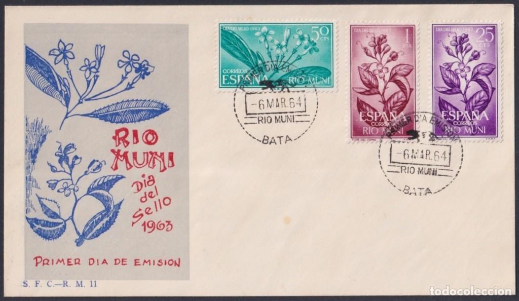 Timbres: F-EX64074 RIO MUNI SPANISH COLONIES 1964 FDC STAMP DAY FLOWER FLORES.