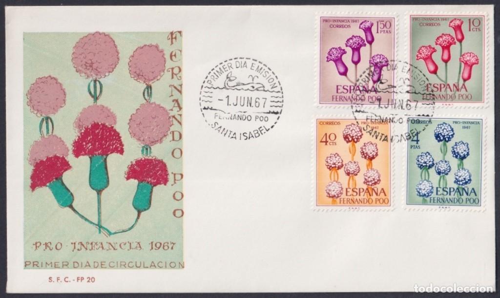 Timbres: F-EX64142 FERNANDO POO 1967 FDC PRO CHILDREN FLOWER FLORES.