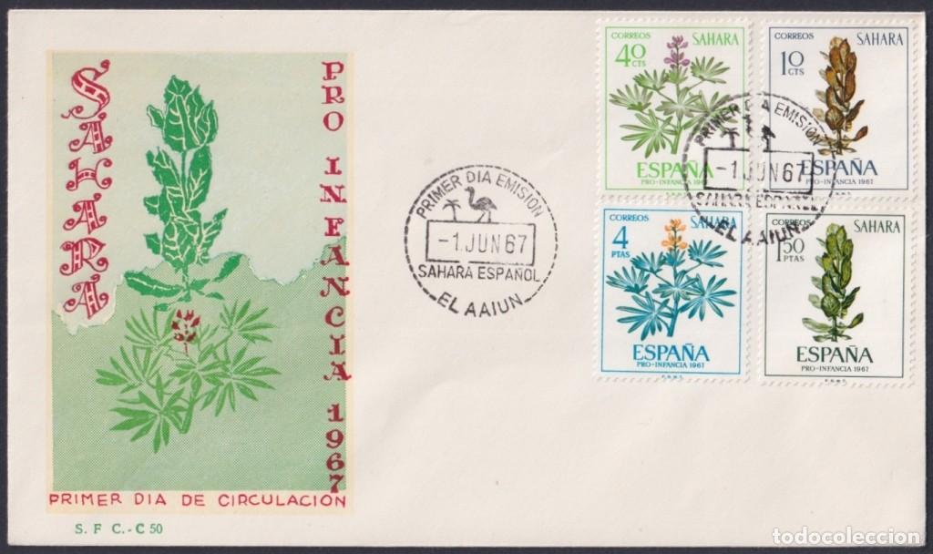 Timbres: F-EX64105 SPANISH SAHARA 1967 FDC PRO CHILDREN FLOWER FLORES.