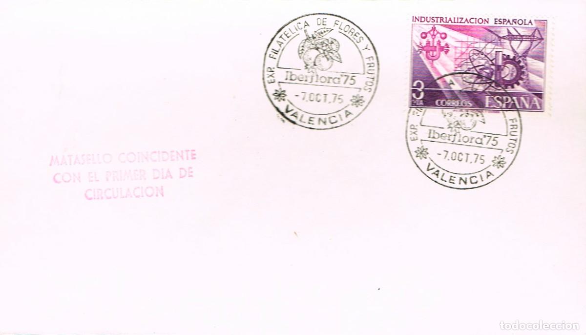 Sellos: A&Ntilde;O 1975, VALENCIA, IBERFLORA, FLORES Y FRUTOS, SOBRE DE LA EXPOSICION