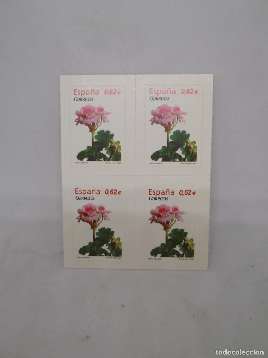 Sellos: Espa&ntilde;a 2009 Flora:Geranio.Lote de cuatro sellos nuevos