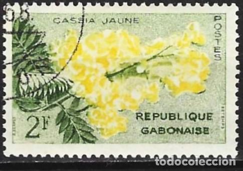 Sellos: Gabon 1961 - Mi 162 - YT 155 - Flores : Cassia amarillo