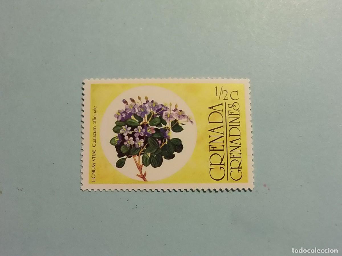 Sellos: GRENADA 1976 - FLORA, FLORES - &Aacute;RBOL LIGNUM VITAE - NUEVO.