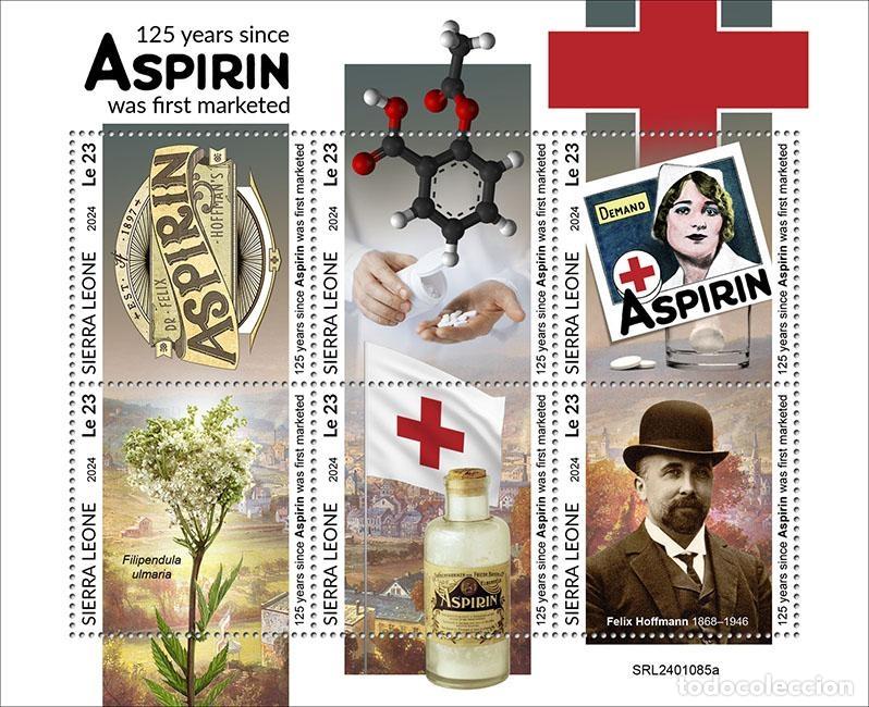 Sellos: Sierra Leona 2024 Mi. 18428-18433 hoja aspirina medicina Hoffmann