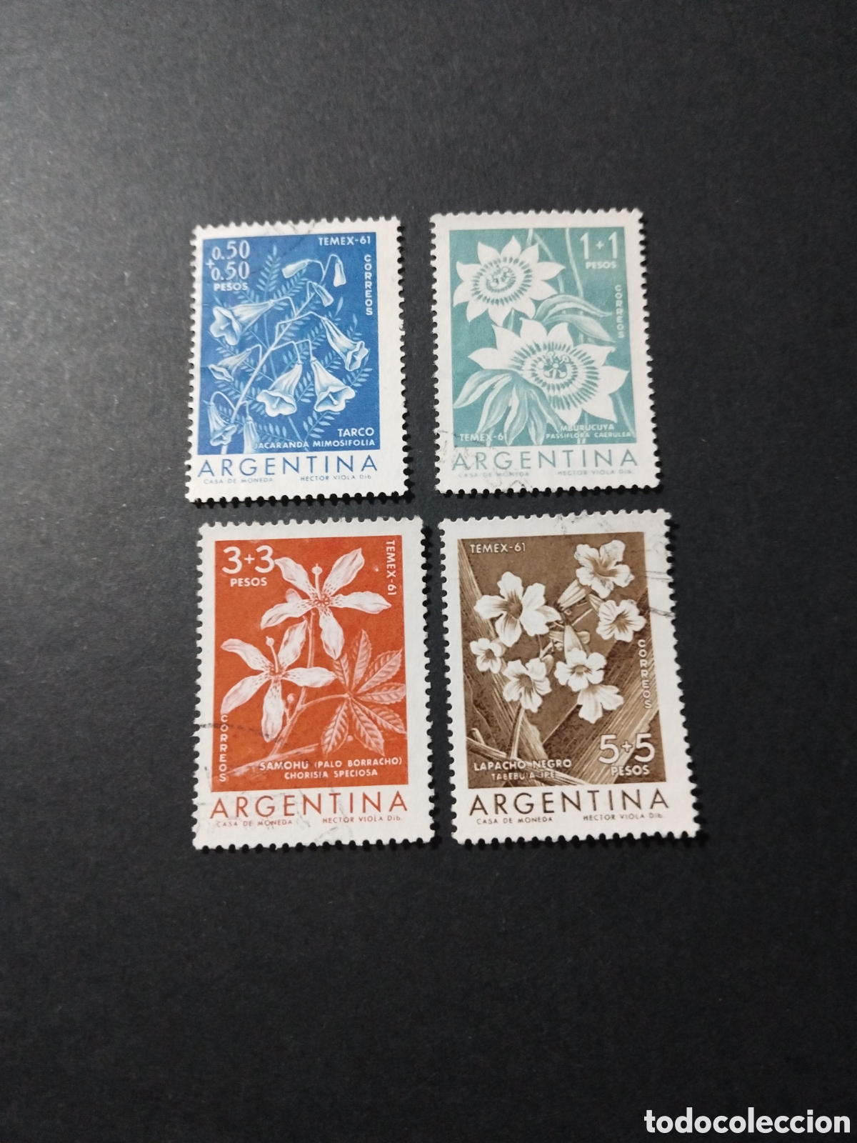 Sellos: Argentina. 1960. Flores. Exposici&oacute;n Internacional de Filatelia tem&aacute;tica.