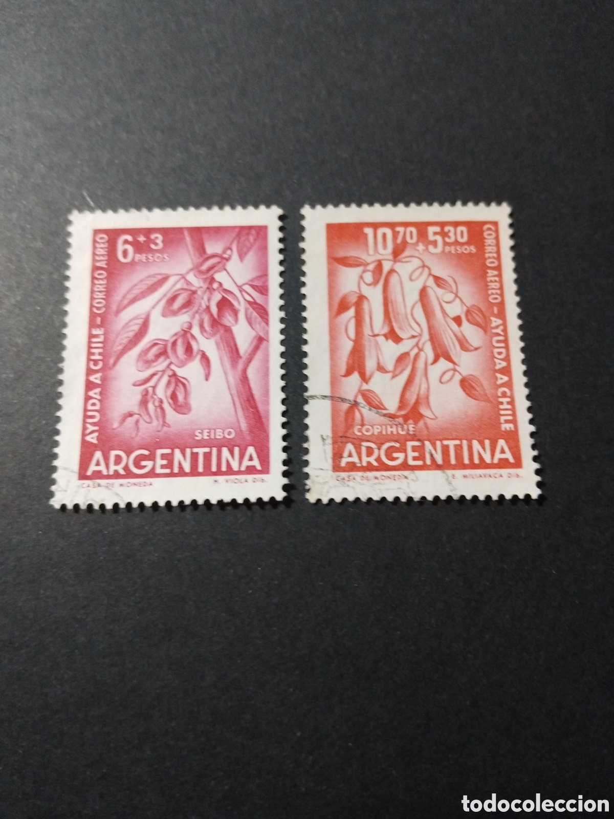 Sellos: Argentina. 1960. Flores. Pro damnificados por el terremoto de Chile