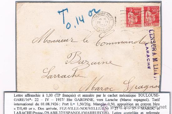 Sellos: Carta a Larache - Foto 1