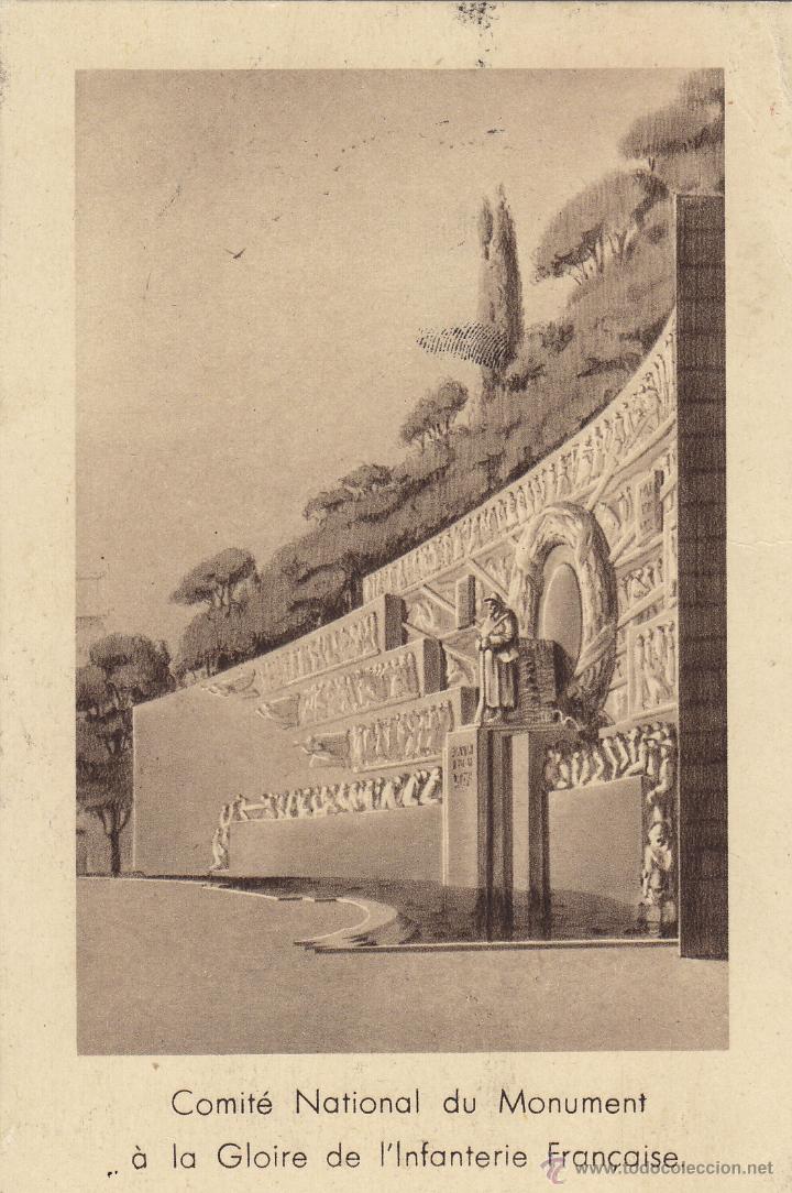 Sellos: TARJETA POSTAL / CARTE POSTALE FRANCIA / FRANCE - 1939  -MONUMENT  INFANTERIE FRANCAISE IVERT 386